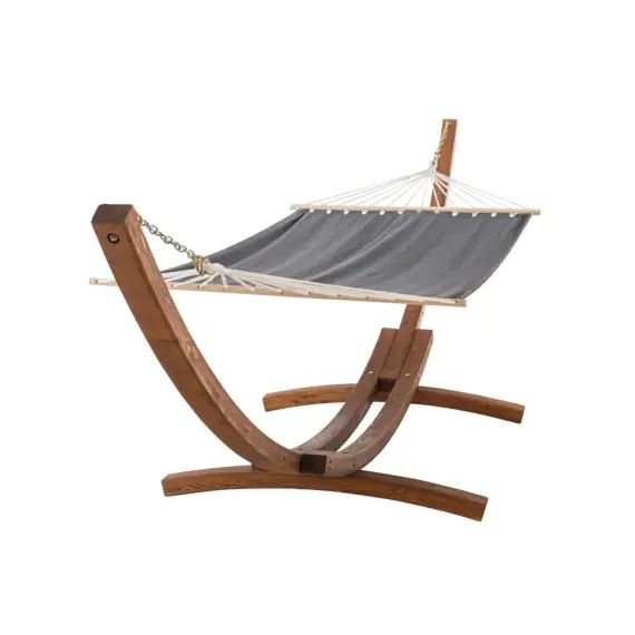Hamac avec cadre en bois voile en tissu Gris
