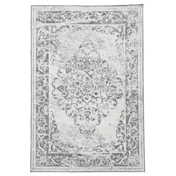 Tapis extérieur bc medaillon reversible en polypropylène argent 240×34