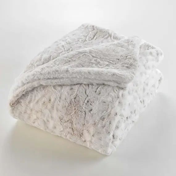 Plaid doublé en imitation fourrure blanc 150 x 125