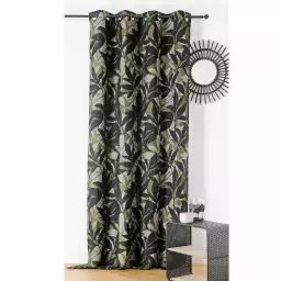 Rideau d’ameublement aux feuillages exotiques polyester vert 240 x 140