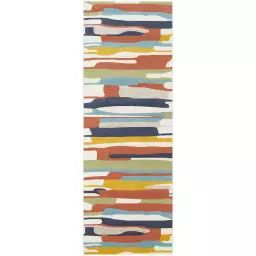 Tapis Géométrique Multicolore – Orange et Blue – 80x220cm