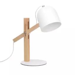 Lampe de bureau LED articulée en bois naturel 35x11x15