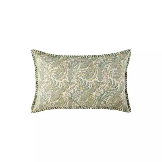 Housse de coussin 28×47 cm Vert de gris et écru