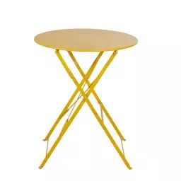 Table de jardin ronde pliable en métal jaune