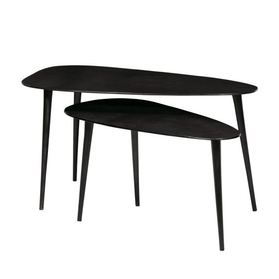 2 tables basses en métal noir