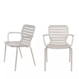 Vondel – Lot de 2 fauteuils de jardin en métal – Couleur – Beige