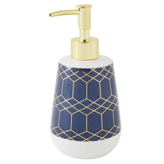 Distributeur de savon en céramique à motifs bleu