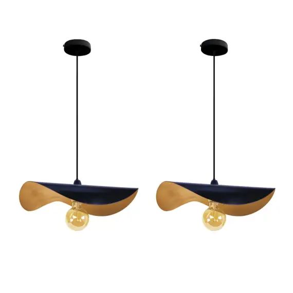Suspension métal bleu et or