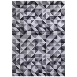 Tapis patchwork géométrique anthracite et gris 200x290cm