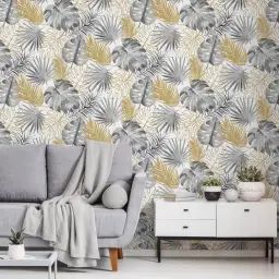 Papier peint Jungle monstera dorée 53x1000cm