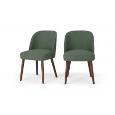 Swinton, lot de 2 chaises, vert Darby et bois teinté noyer