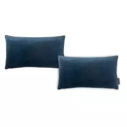 Housses de coussin velours bicolore bleu pétrole -Lot de 2- 30×50