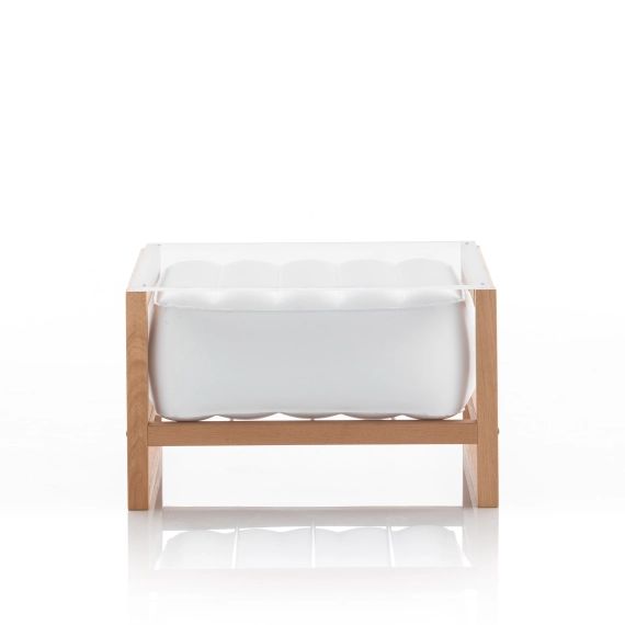 Table basse pvc blanche cadre en bois