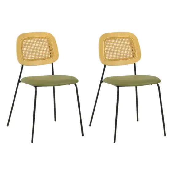Lot de 2 chaises de repas simili cuir vert