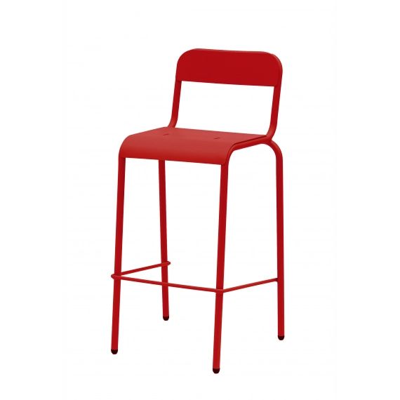 Tabouret en acier rouge