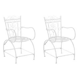 Lot de 2 chaises de jardin en métal Blanc