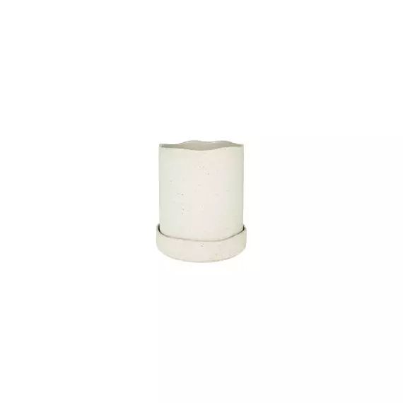 Pot de fleurs Uneru en Céramique, Grès brut recyclé – Couleur Blanc – 16 x 16 x 19.5 cm