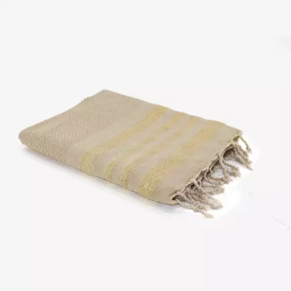 Fouta en coton 100×200 Beige et or