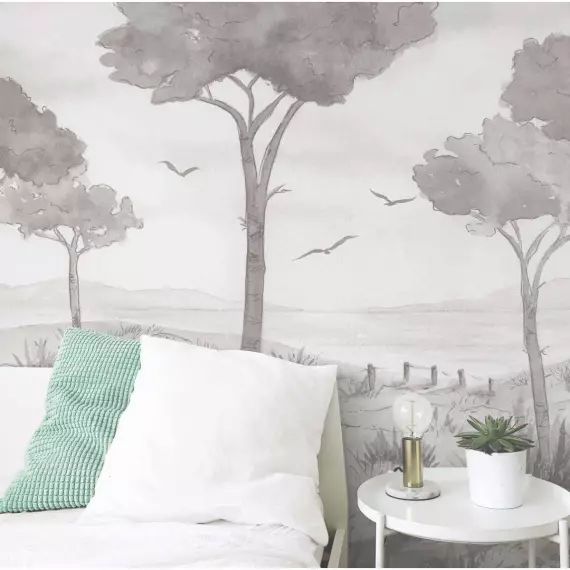 Papier peint panoramique paysage vue des pins 300 x 250 cm