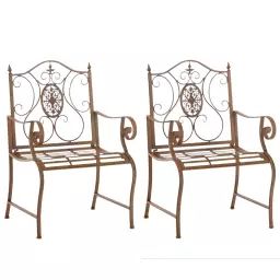 Lot 2 chaises de jardin en métal Marron antique