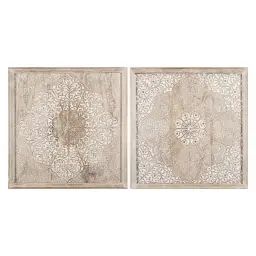 2 cadres en manguier sculpté et blanchi 60x60cm VANIRA