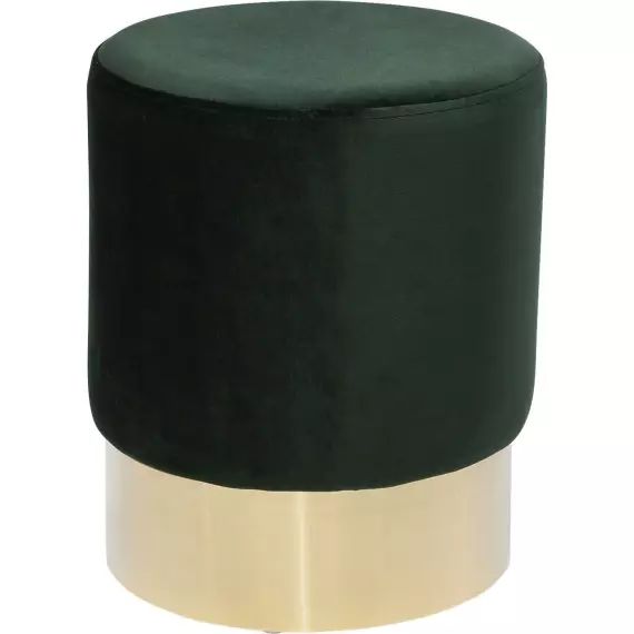 Tabouret en velours vert et acier doré