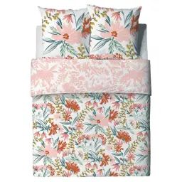 Parure housse de couette coton rose 220×240 cm