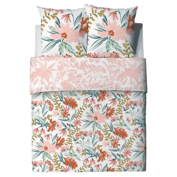 Parure housse de couette coton rose 220×240 cm