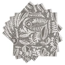 Serviettes en papier motif végétal écru et noir (x20)