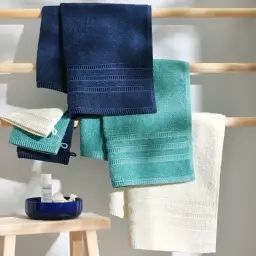 Drap de bain bleu 100×150 en coton