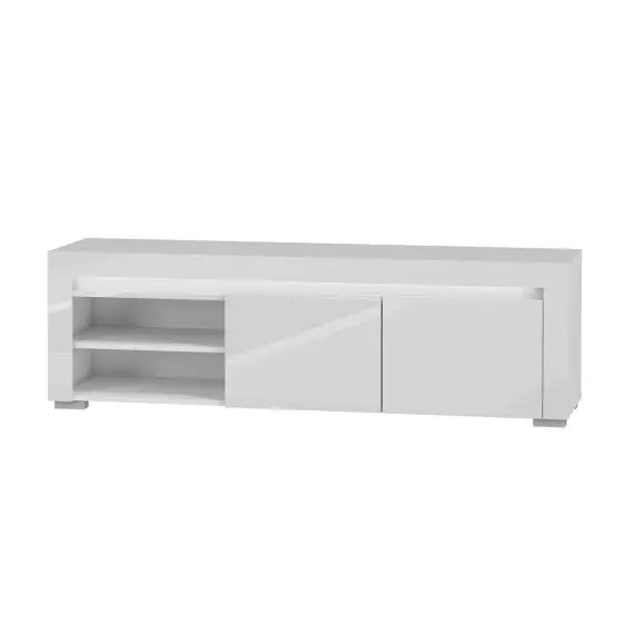 Meuble TV 2 portes 152 cm LED inclus stratifiés blanc