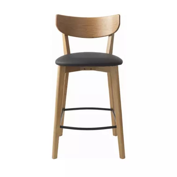 Aude – Lot de 2 chaises de bar en bois et simili H67cm – Couleur – Bois clair