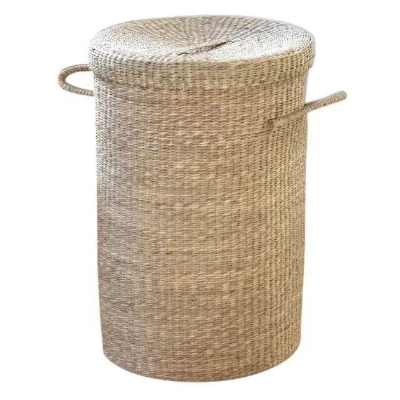 Panier à linge en jonc de mer naturel – Marron