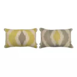 2 Housses de coussins 30×50 cm jaune/gris