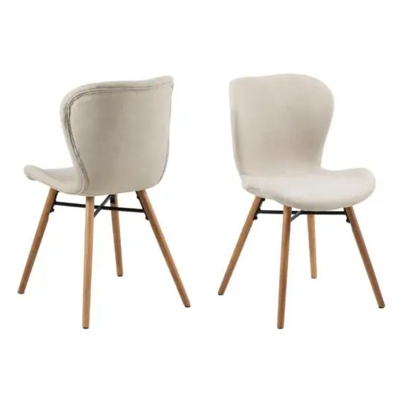 Chaises tissu et bois chêne (lot de 2)