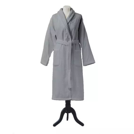 Peignoir de bain uni en coton gris Argent S