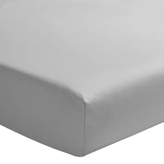 Drap housse en satin de coton gris 180×200
