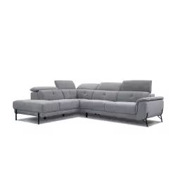 Canapé d’angle gauche  5 places en tissu gris clair