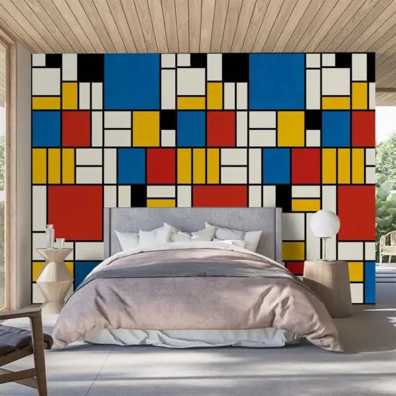Papier peint, illustration mondrian 156x270cm