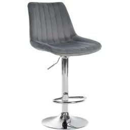 Tabouret de bar velours ajustable pivotant velours Gris foncé