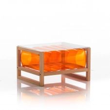 Table basse pvc orange cadre en bois