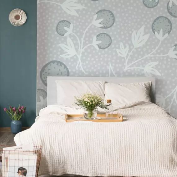Papier peint panoramique fleurs pompons – 250×425