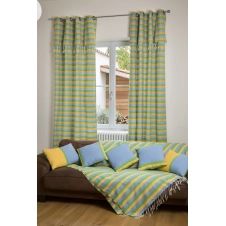DJERBA – Rideau ajustable coton jaune turquoise vert 140 x 210 à 240