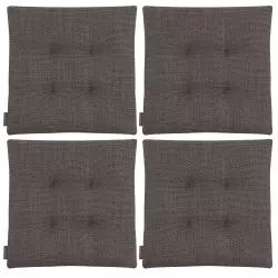 Galettes de chaises carrées taupe bi-matière-Lot de 4 – 42x42cm