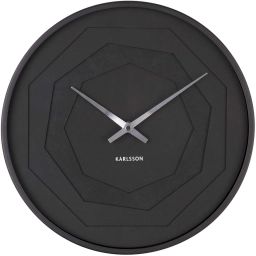 Horloge ronde en bois origami 30 cm noir