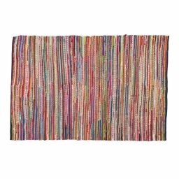 Tapis en coton recyclé et jute multicolores 160×230