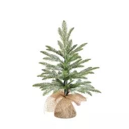 Sapin de noël artificiel effet givre avec toile de jute H45