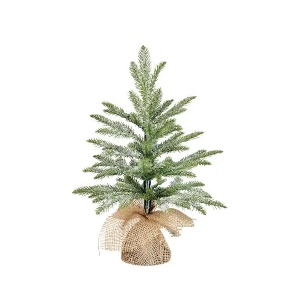 Sapin de noël artificiel effet givre avec toile de jute H45