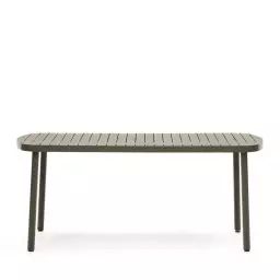 Joncols – Table à manger de jardin aux bords arrondis en aluminium 180x90cm – Couleur – Vert