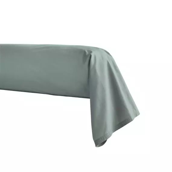 Taie de traversin en percale de coton vert agave 43×230